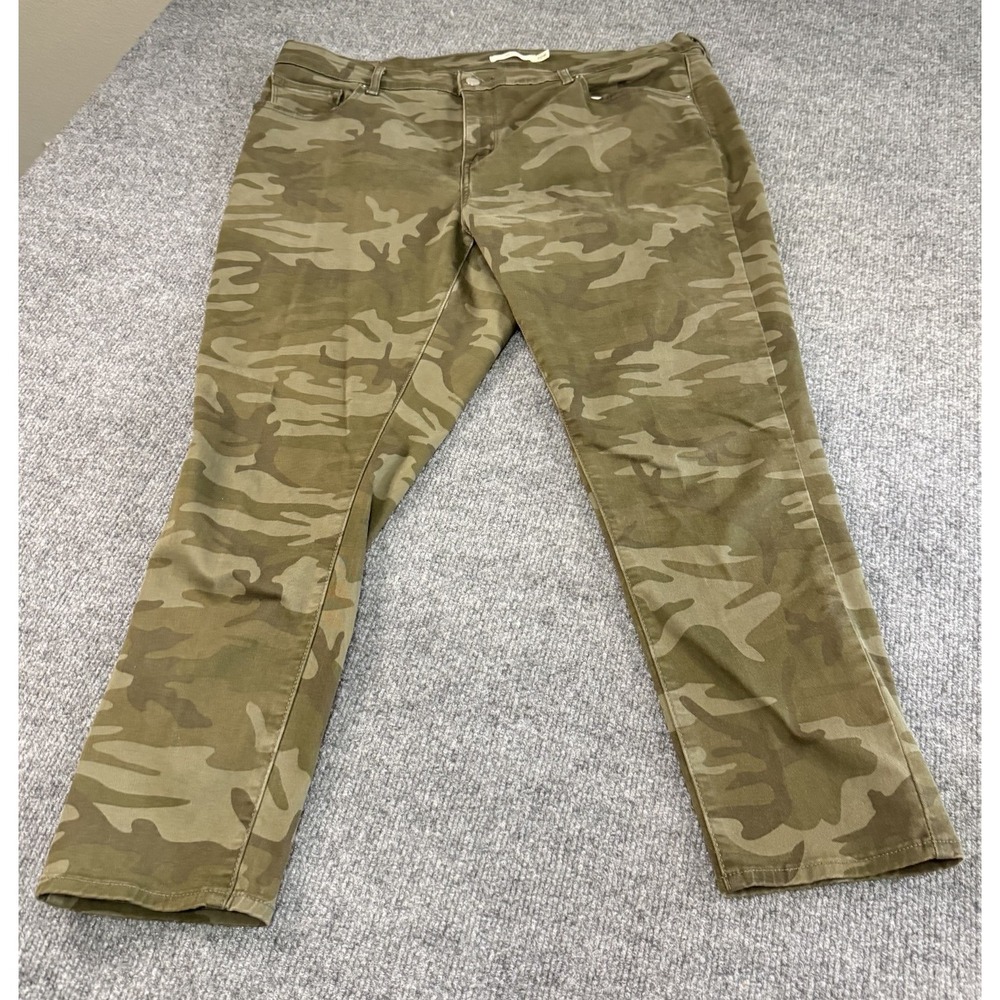 Levis 711 Skinny Jeans Womens 20W Plus Green Camo Print Mid Rise Stretch Denim